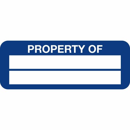 LUSTRE-CAL Property ID Label PROPERTY OF Polyester Dark Blue 2in x 0.75in  2 Blank # Pads, 100PK 253744Pe2Bd0000